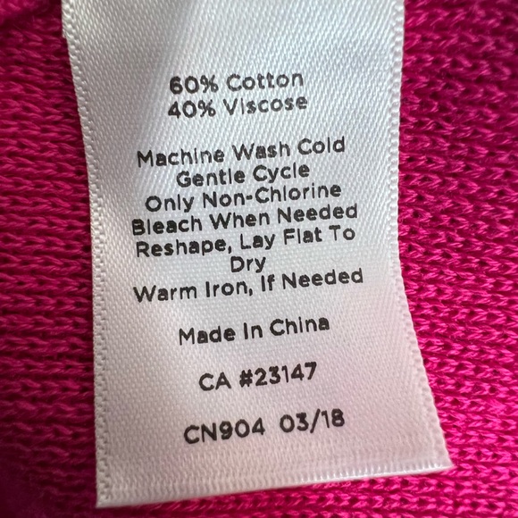 NWT Talbots hot barbiecore pink cotton blend sweater ruffle cuffs size medium - Picture 8 of 8